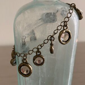 ✨SALE✨Chico’s Rustic Gold, Black and Clear Rhinestone Dangle Bracelet